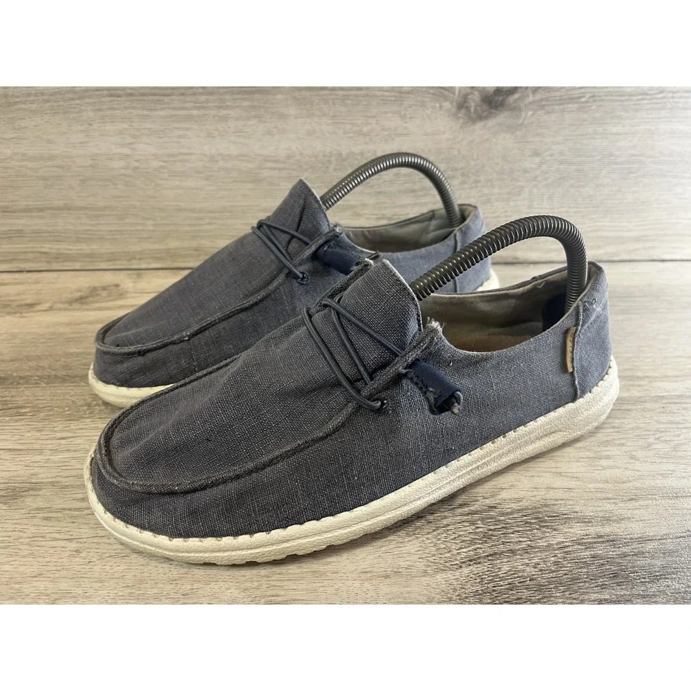 Hey Dude‎ Womens Chambray Navy White Casual Comfort Loafers Shoes Size 9